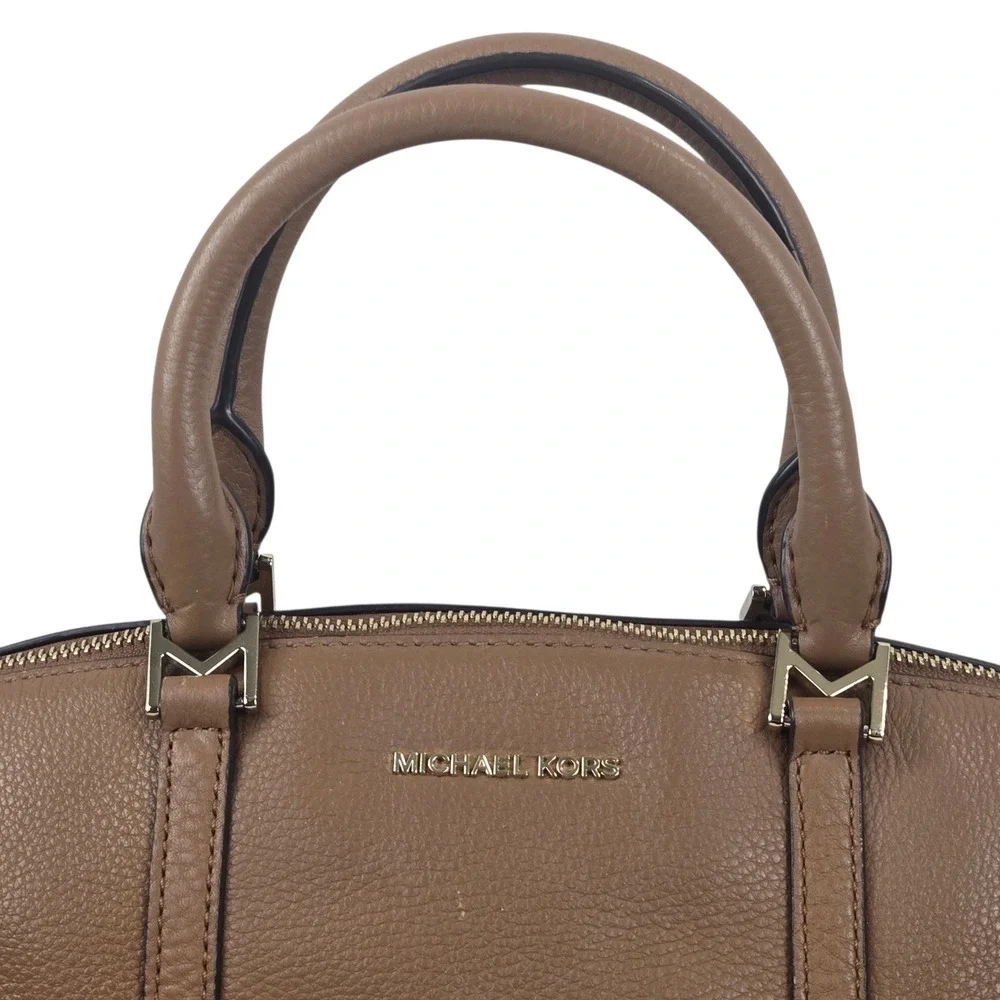 Michael Kors Beckett Satchel Pebbled Leather Brown Large Bag 30T7GBUS3L Acorn